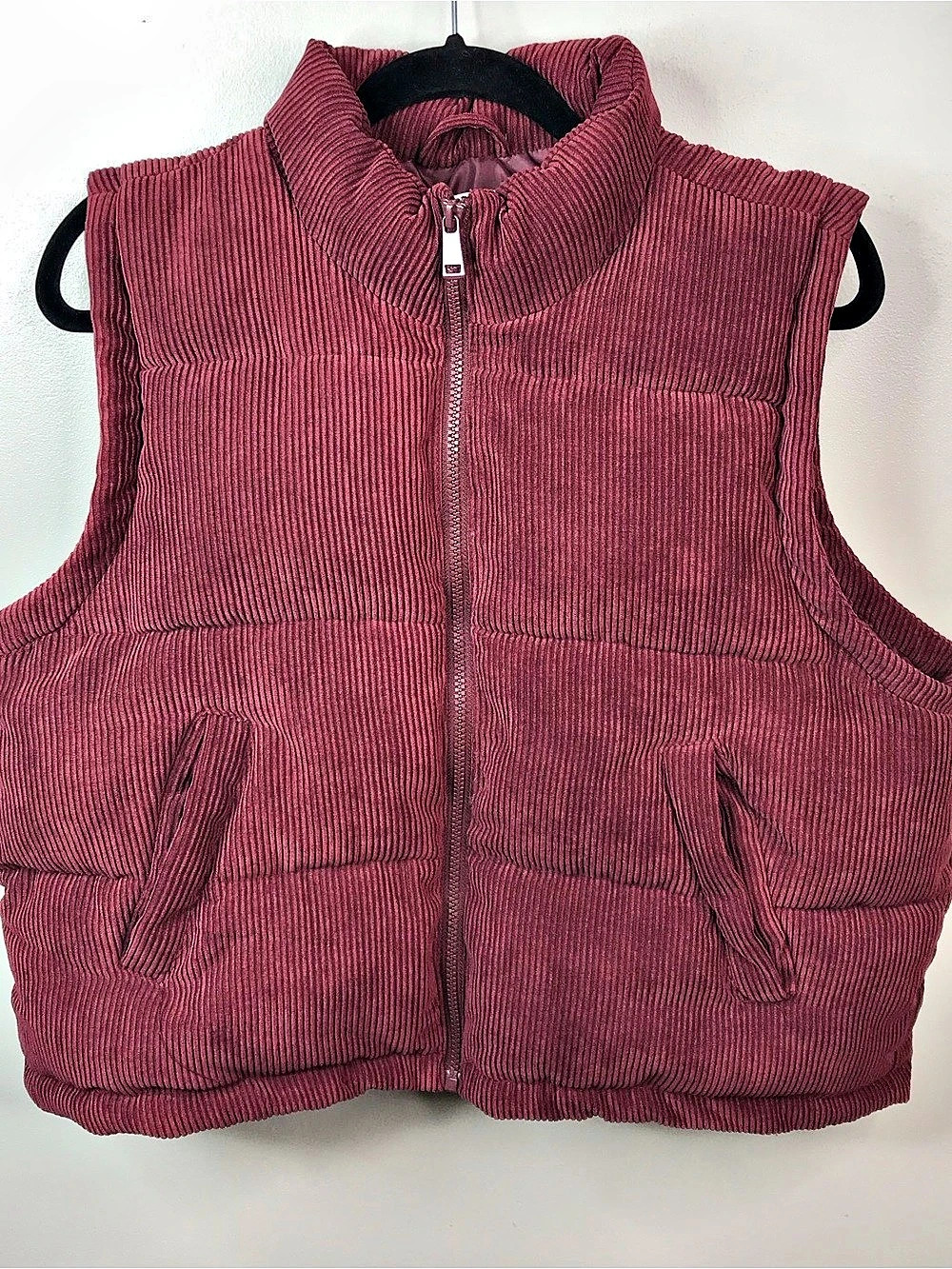 Maurices Corduroy Puffer Vest Burgundy XL